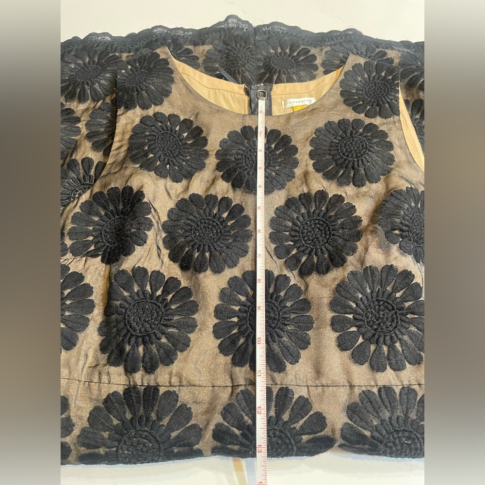 Leifsdottir Fit & Flare Sleeveless Sheer Black Dress with Tan Lining - Picture 10 of 16